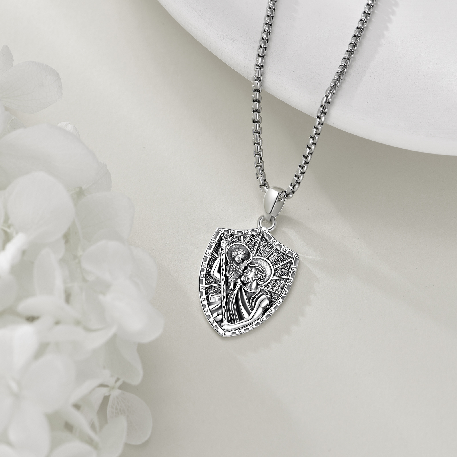 925 Sterling Silver Saint Christopher Necklace, Meaningful Gift